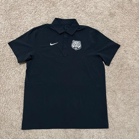 Nike Tigers Polo Shirt Mens Large Black Snarling Tiger Coach Sideline Sample - Picture 1 of 12